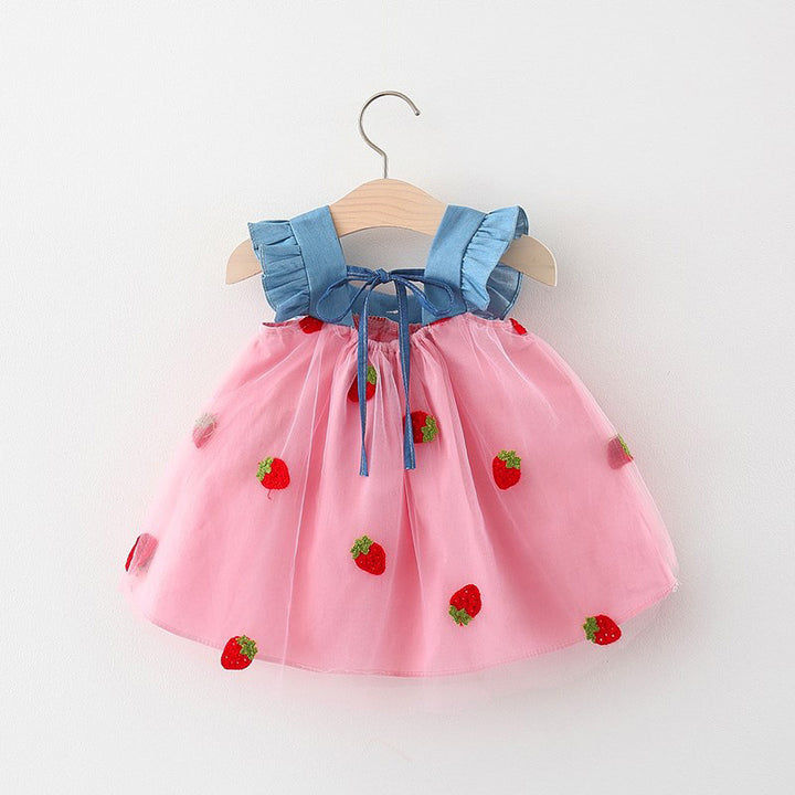 Girls Floral Printed Choker Neck Gathered or Pleated A-Line Dress