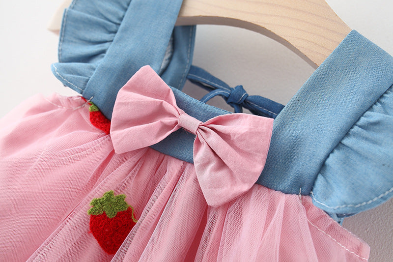 Girls Floral Printed Choker Neck Gathered or Pleated A-Line Dress