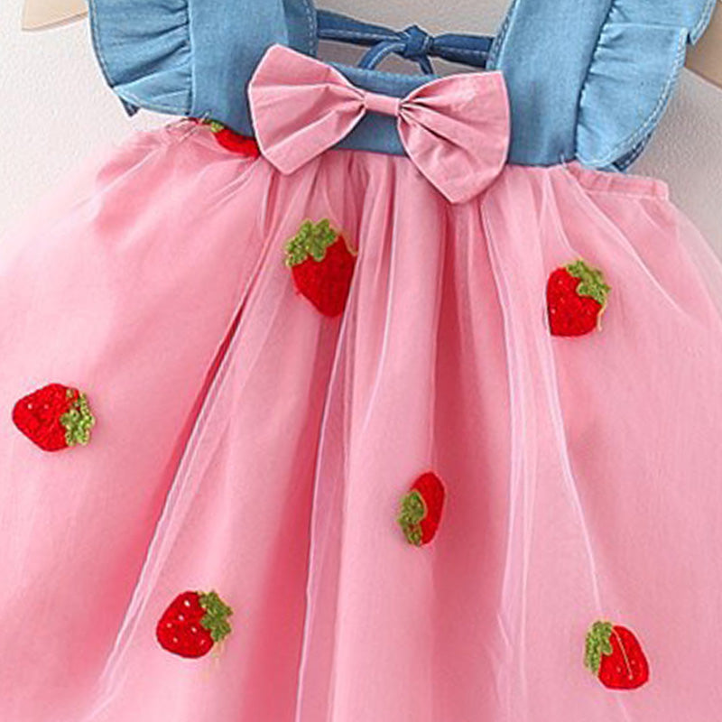 Girls Floral Printed Choker Neck Gathered or Pleated A-Line Dress