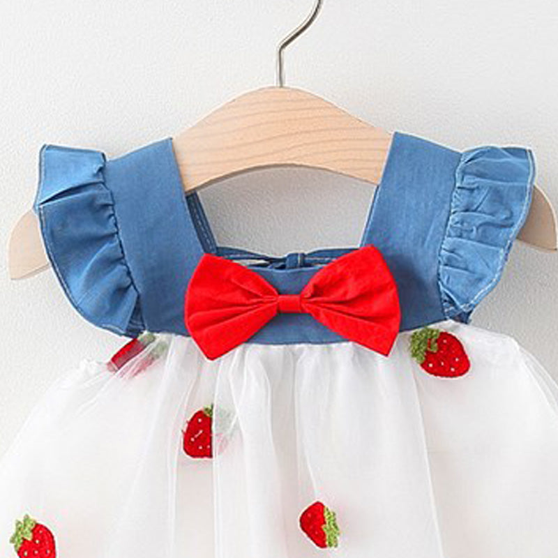 Girls Floral Printed Choker Neck Gathered or Pleated A-Line Dress