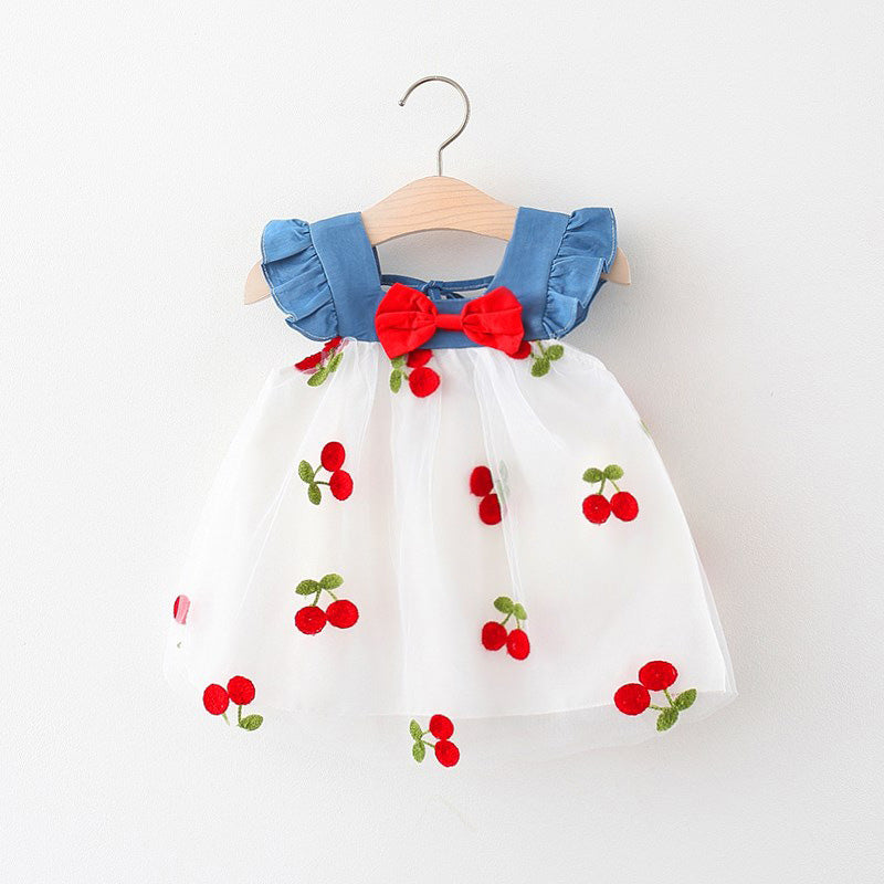Girls Floral Printed Choker Neck Gathered or Pleated A-Line Dress