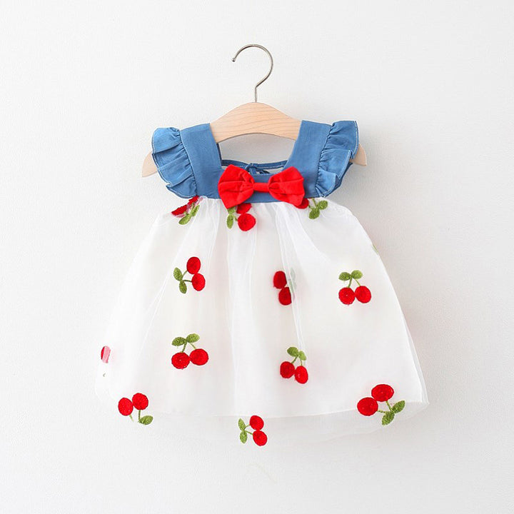 Girls Floral Printed Choker Neck Gathered or Pleated A-Line Dress