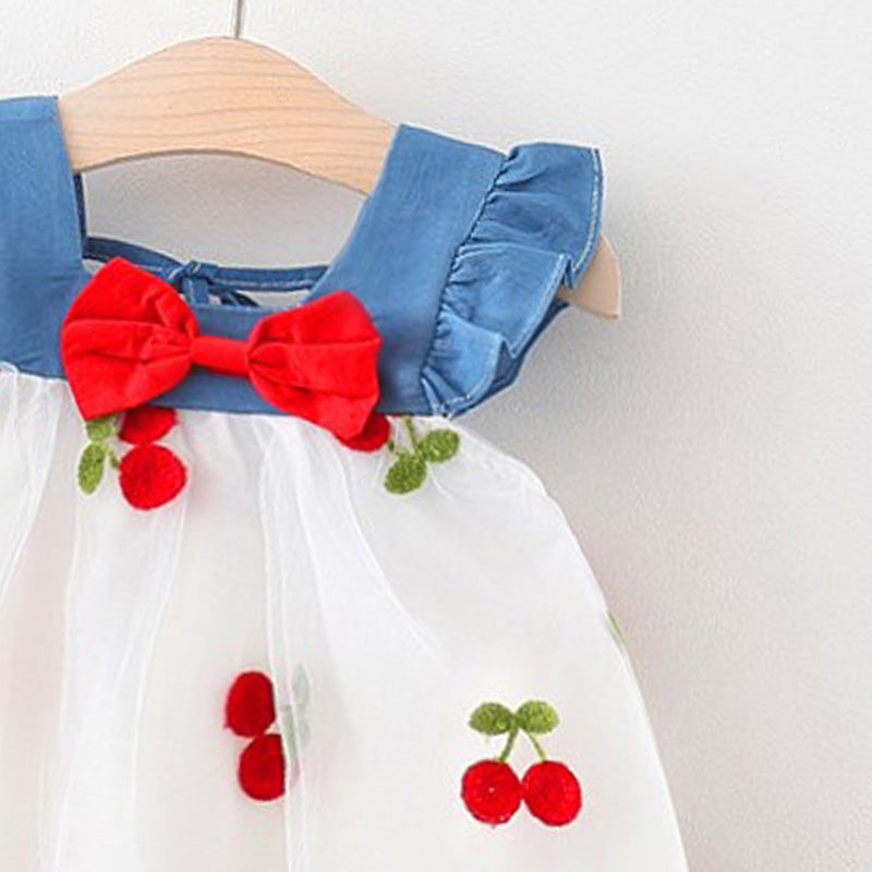 Girls Floral Printed Choker Neck Gathered or Pleated A-Line Dress