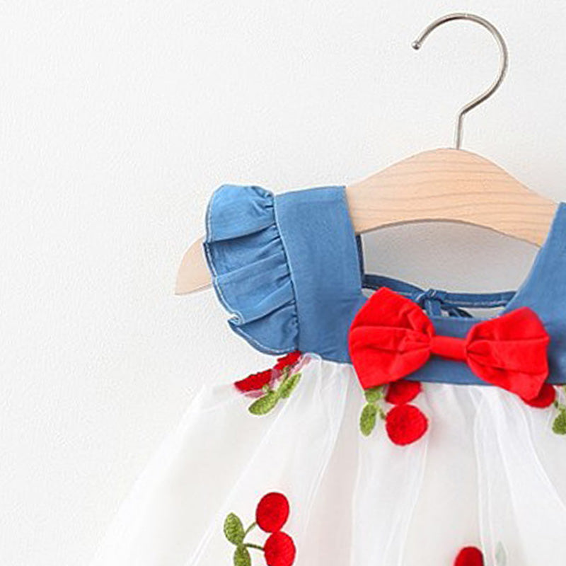 Girls Floral Printed Choker Neck Gathered or Pleated A-Line Dress