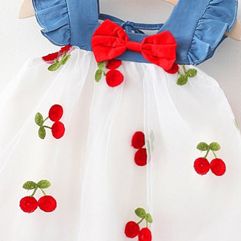 Girls Floral Printed Choker Neck Gathered or Pleated A-Line Dress