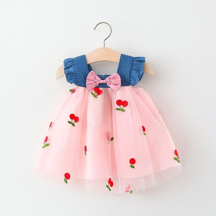 Girls Floral Printed Choker Neck Gathered or Pleated A-Line Dress