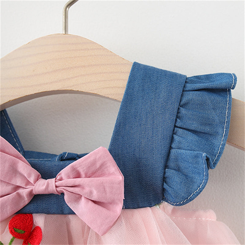 Girls Floral Printed Choker Neck Gathered or Pleated A-Line Dress