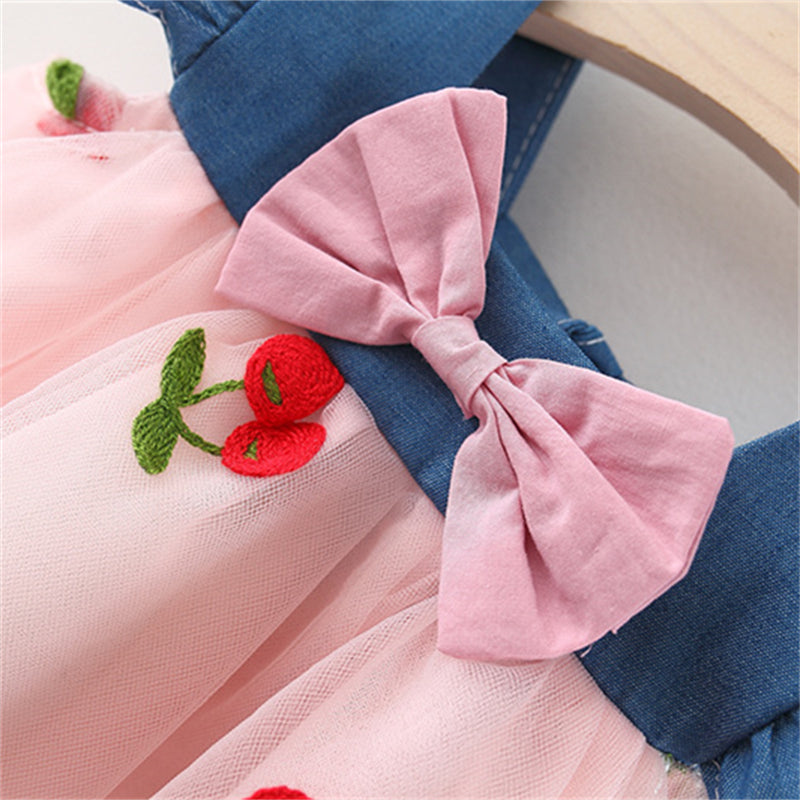 Girls Floral Printed Choker Neck Gathered or Pleated A-Line Dress