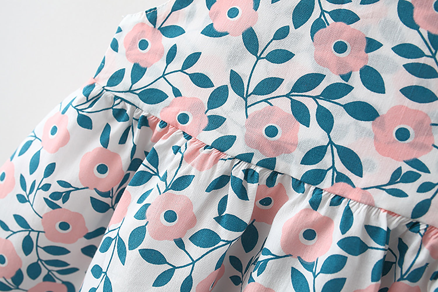 Girls Floral Printed A-Line Mini Dress With Hat