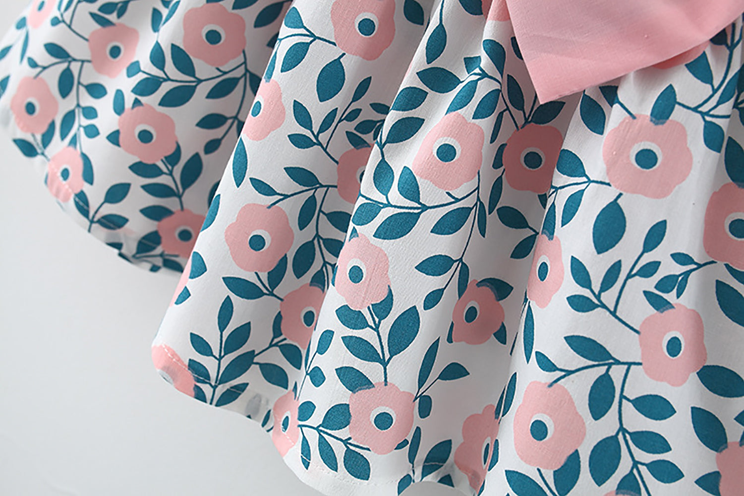 Girls Floral Printed A-Line Mini Dress With Hat