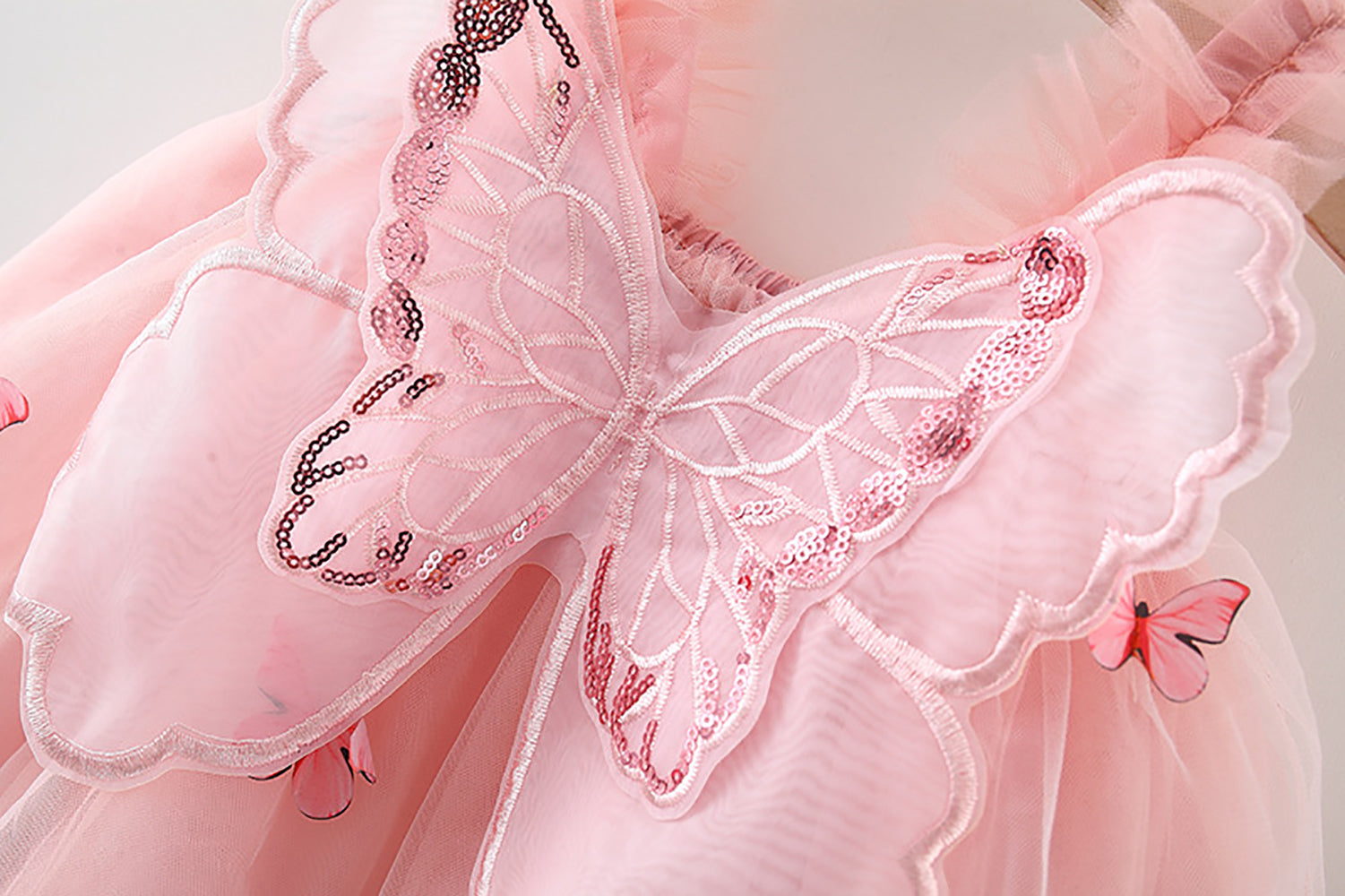 Girl Applique Net A-Line Mini Dress