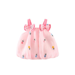 Girls Floral Embroidered A-Line Mini Dress