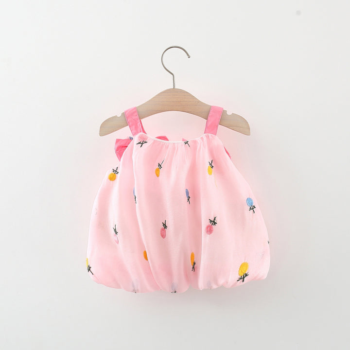 Girls Floral Embroidered A-Line Mini Dress