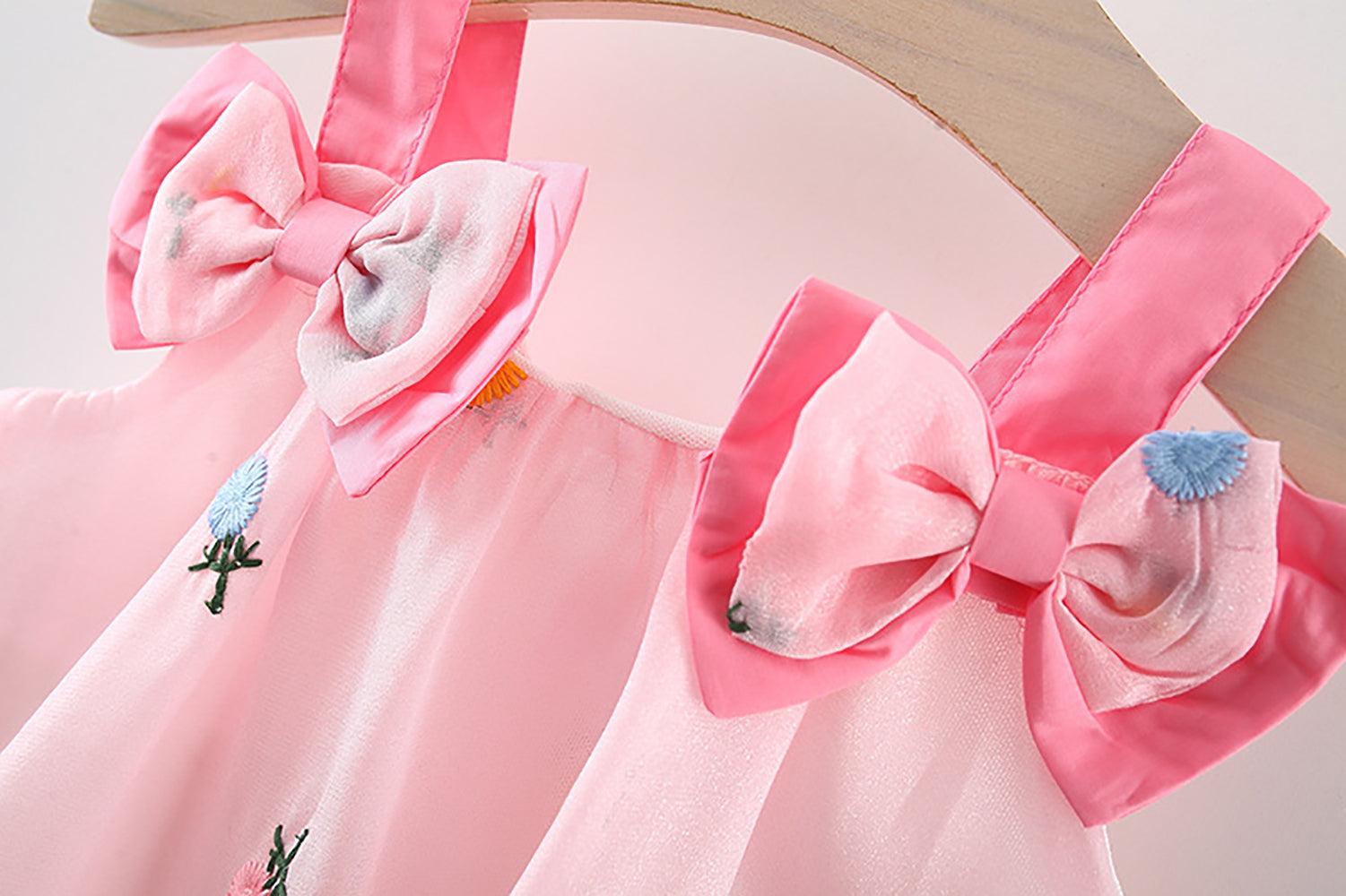Girls Floral Embroidered A-Line Mini Dress