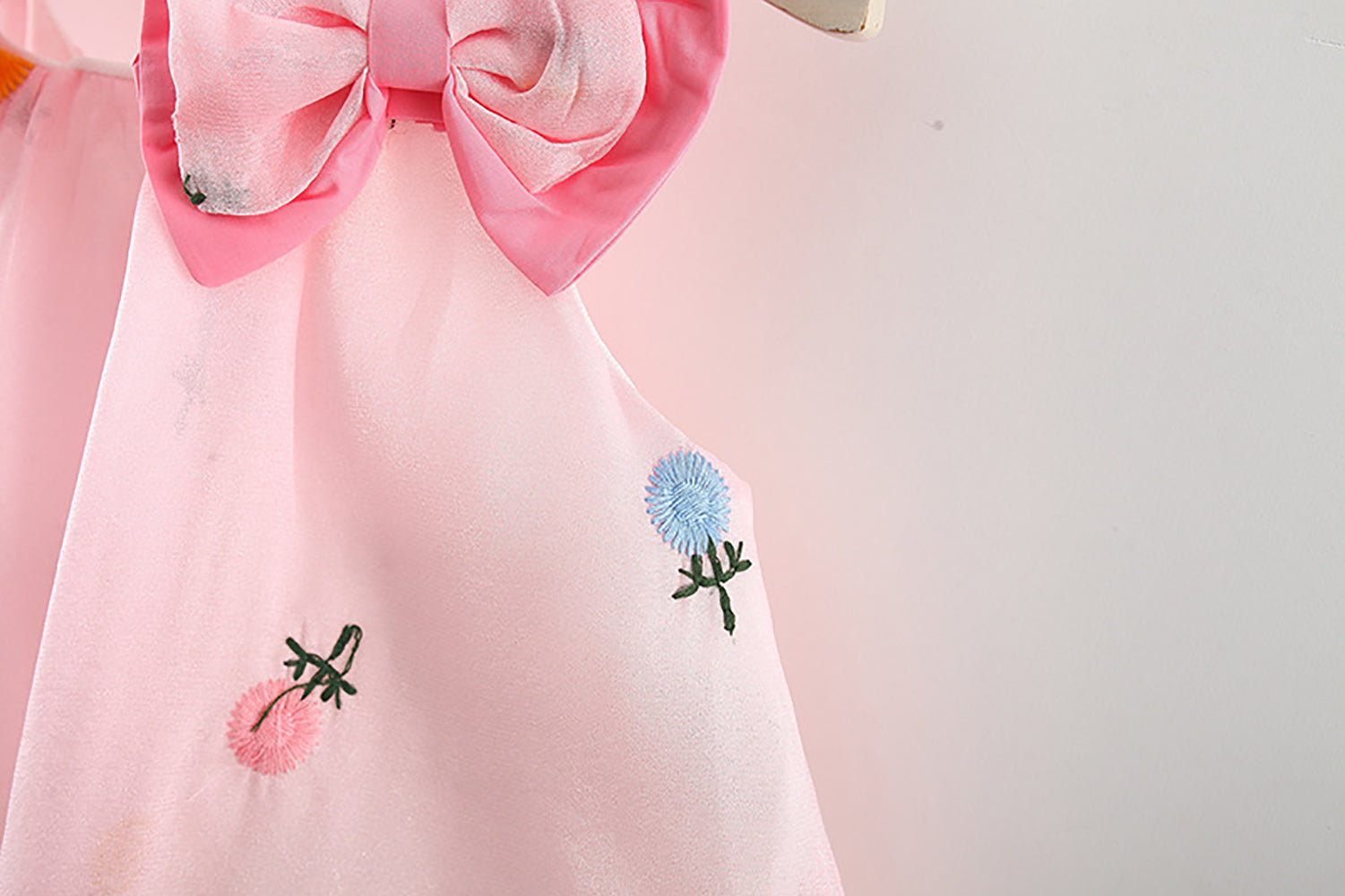 Girls Floral Embroidered A-Line Mini Dress