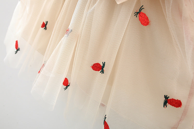 Girls Colourblocked Round Neck Gathered or Pleated A-Line Dress