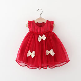 Girls Solid Round Neck Gathered or Pleated A-Line Dress