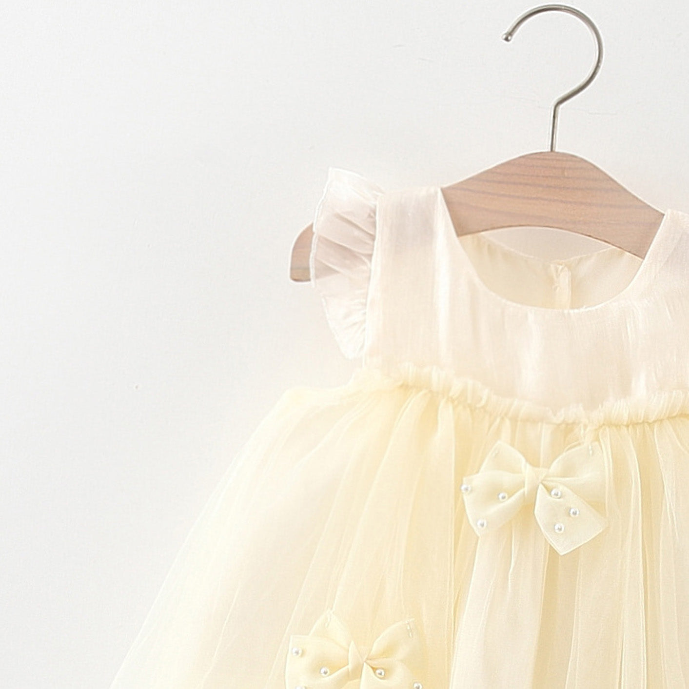 Girls Solid Round Neck Gathered or Pleated A-Line Dress