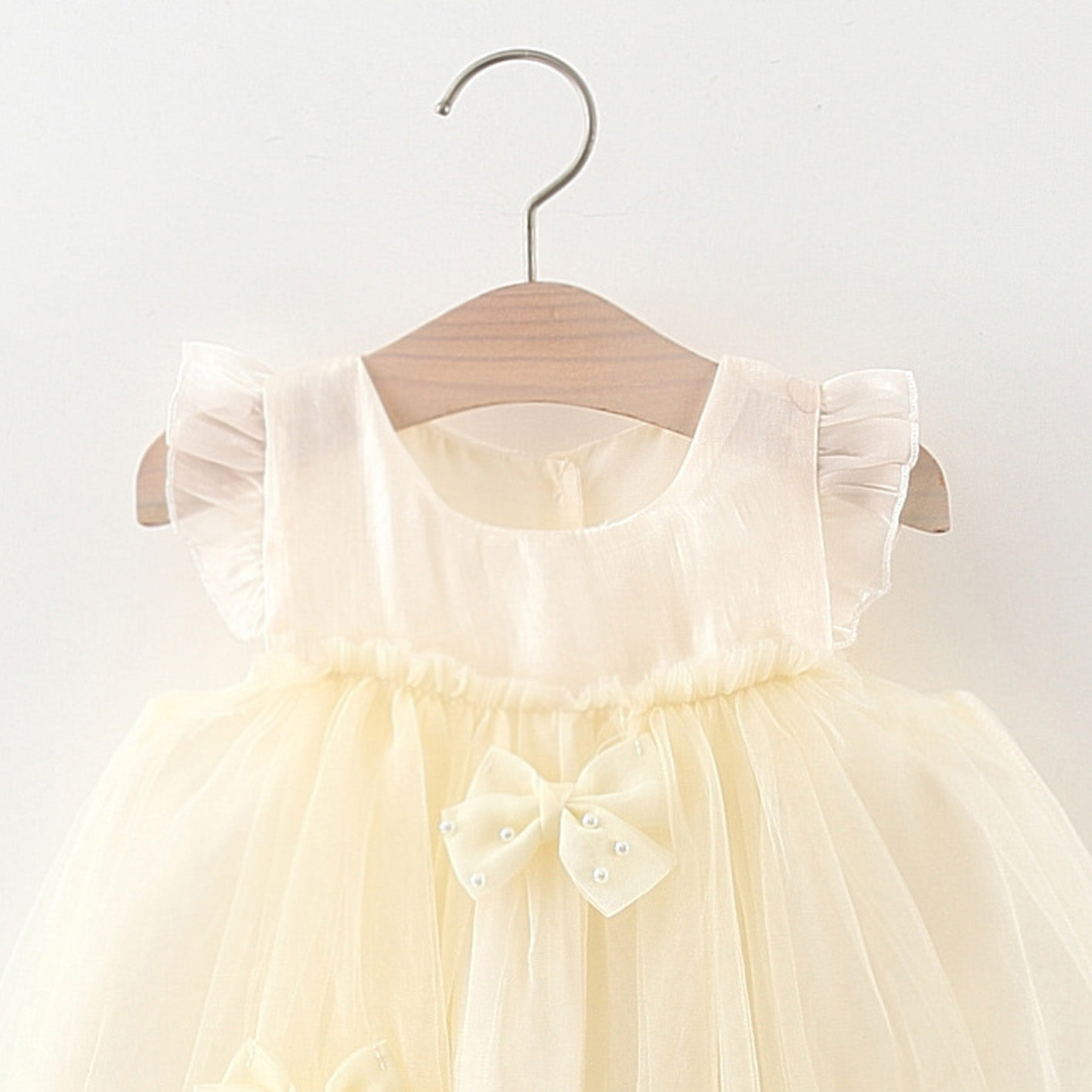 Girls Solid Round Neck Gathered or Pleated A-Line Dress