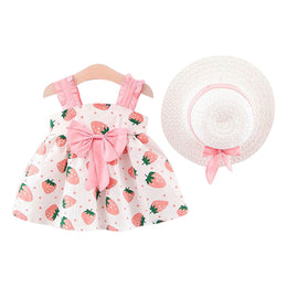 Girls Printed A-Line Mini Dress With Hat