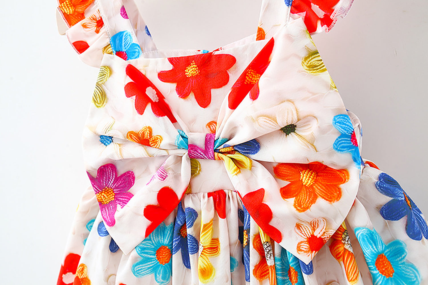 Girls Floral Printed Flutter Sleeve A-Line Dress