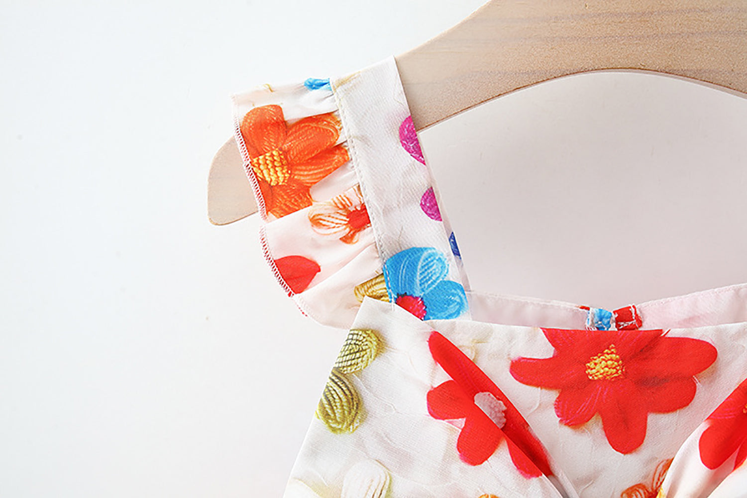 Girls Floral Printed Flutter Sleeve A-Line Dress
