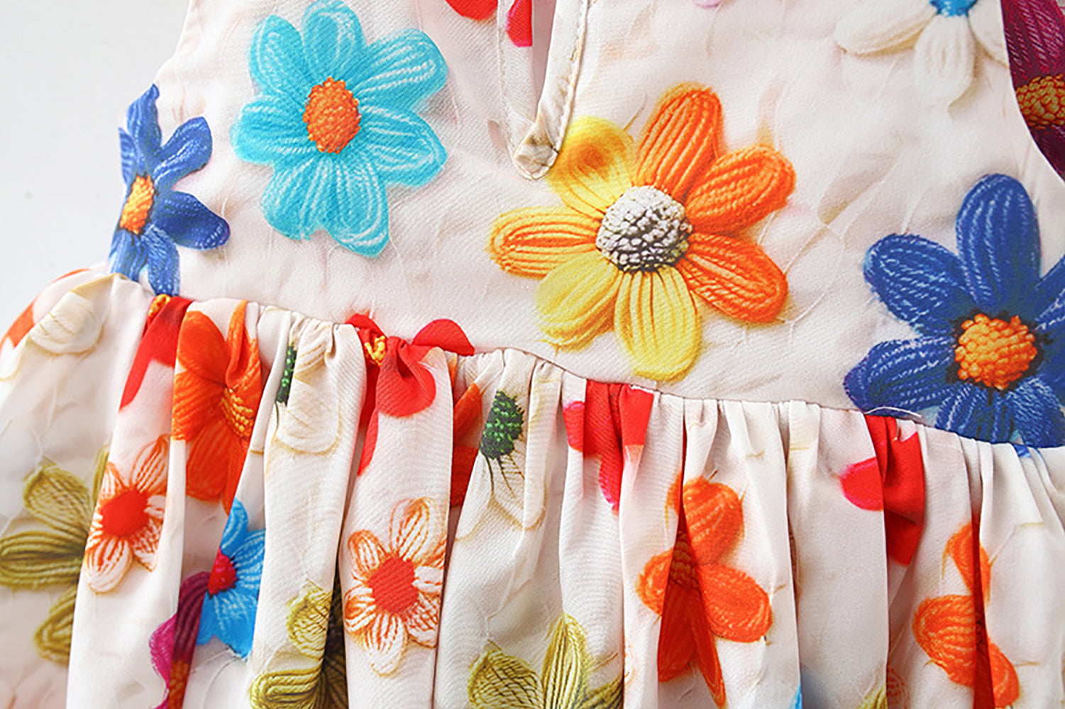 Girls Floral Printed Flutter Sleeve A-Line Dress