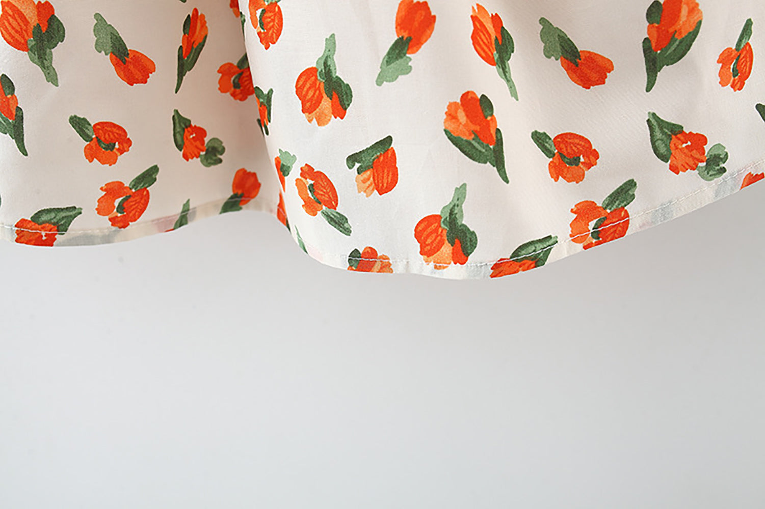 Girls Floral Printed Puff Sleeve A-Line Dress