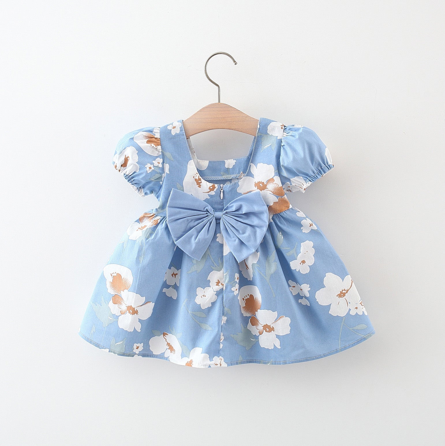 Girls Floral Printed Gathered or Pleated Cotton A-Line Dress