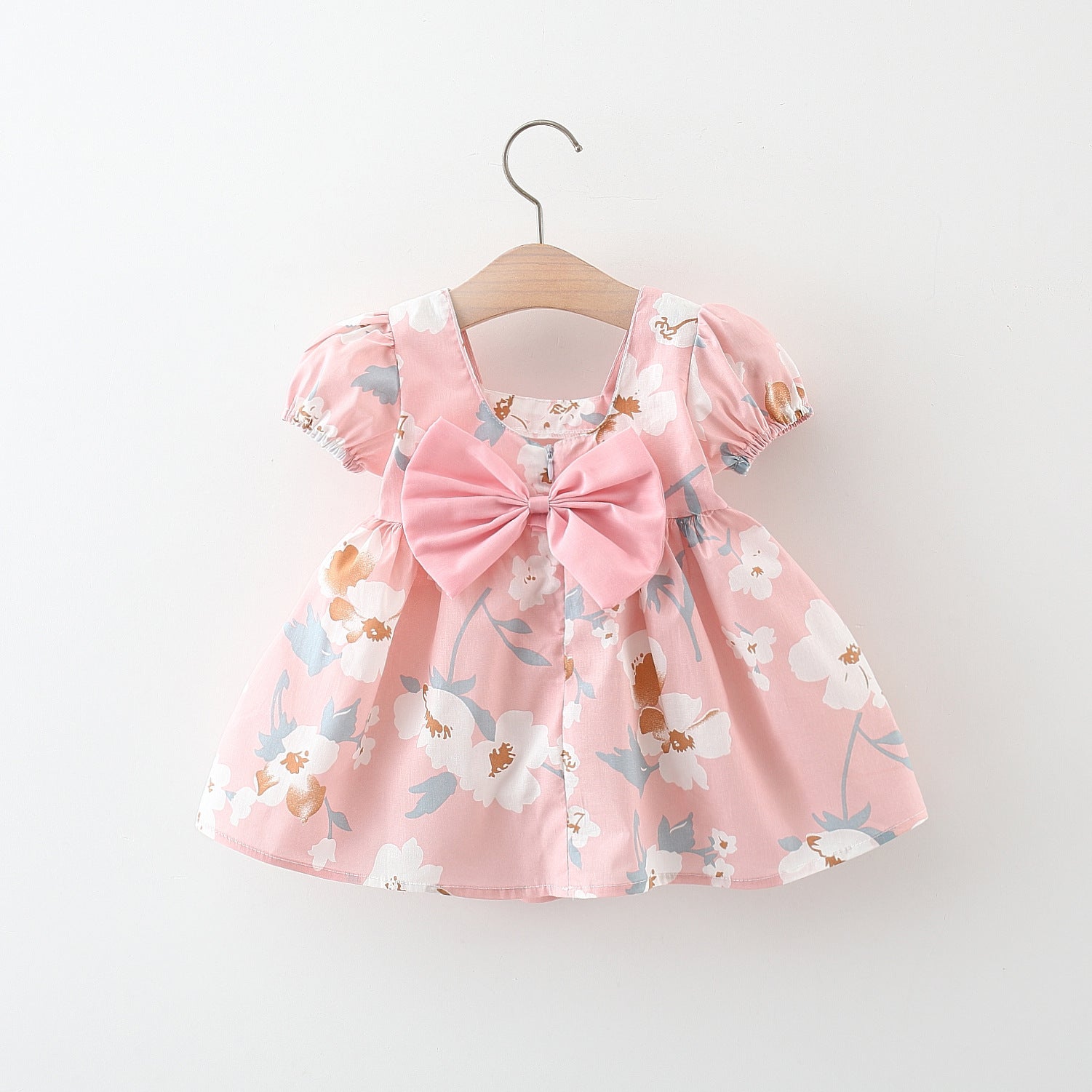 Girls Floral Printed Gathered or Pleated Cotton A-Line Dress