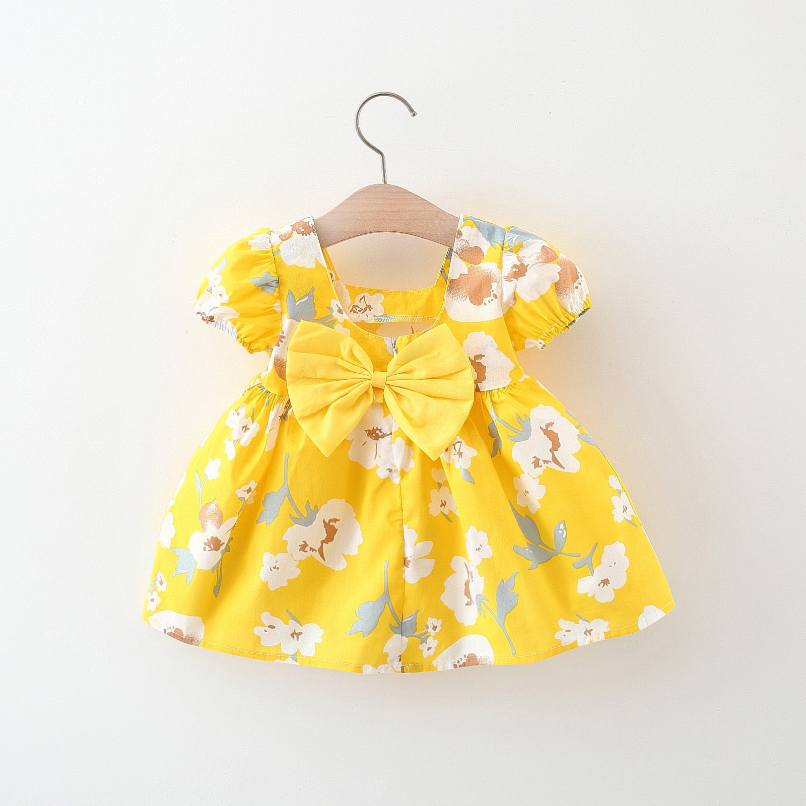 Girls Floral Printed Gathered or Pleated Cotton A-Line Dress