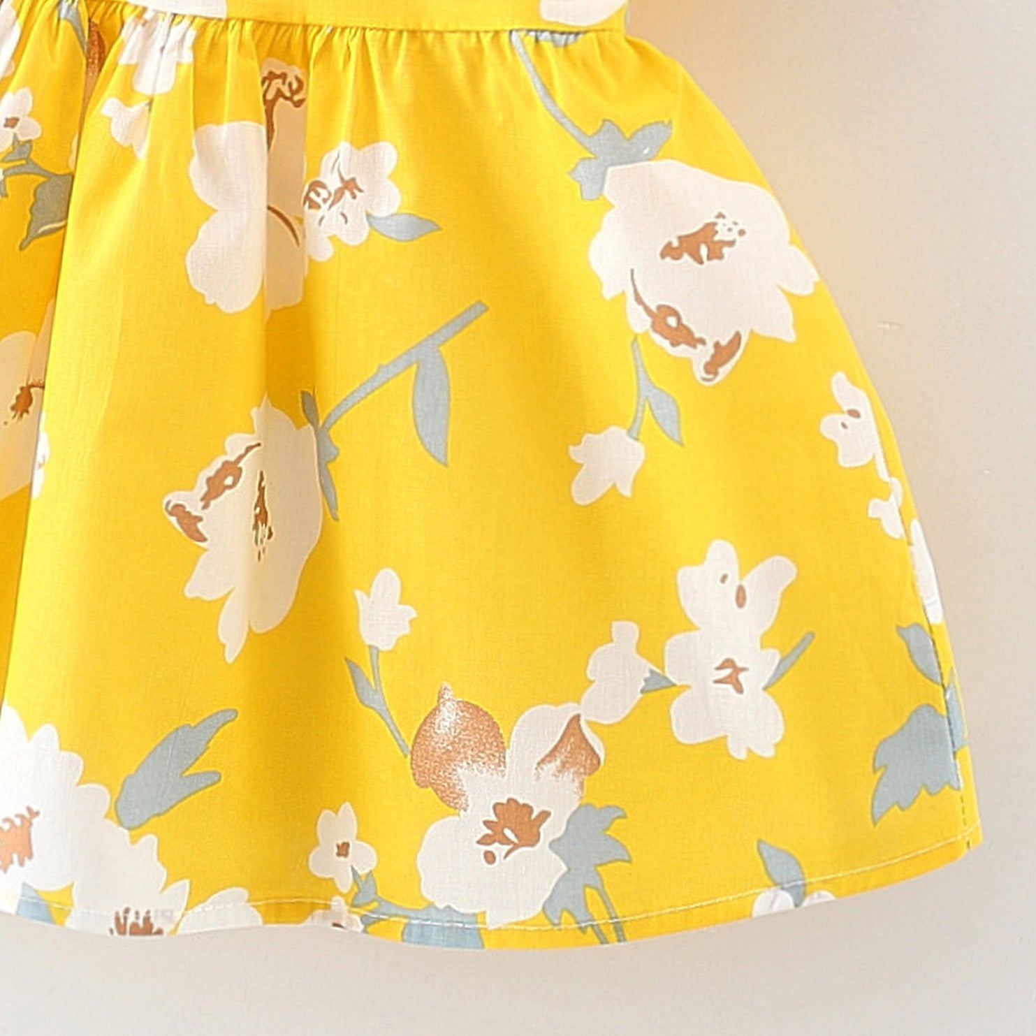 Girls Floral Printed Gathered or Pleated Cotton A-Line Dress