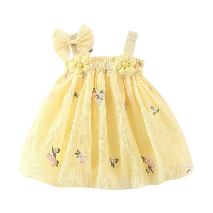 Girls Cotton Floral Embroidered A-Line Dress