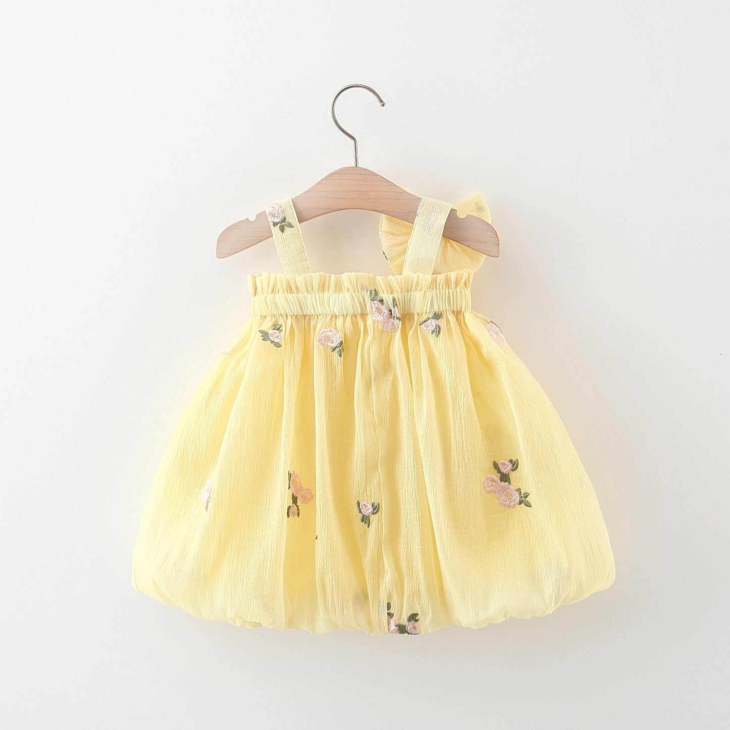 Girls Cotton Floral Embroidered A-Line Dress