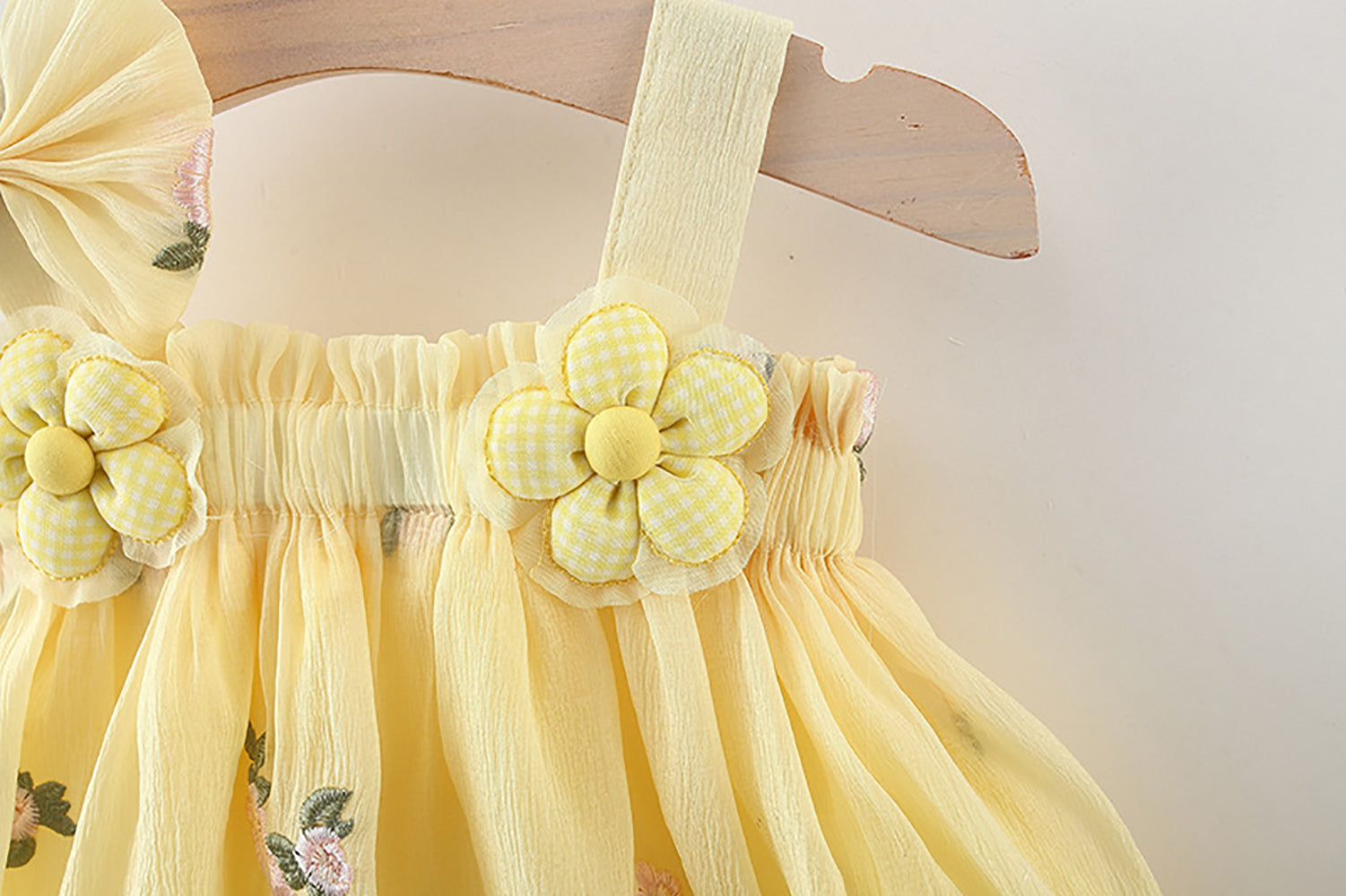 Girls Cotton Floral Embroidered A-Line Dress