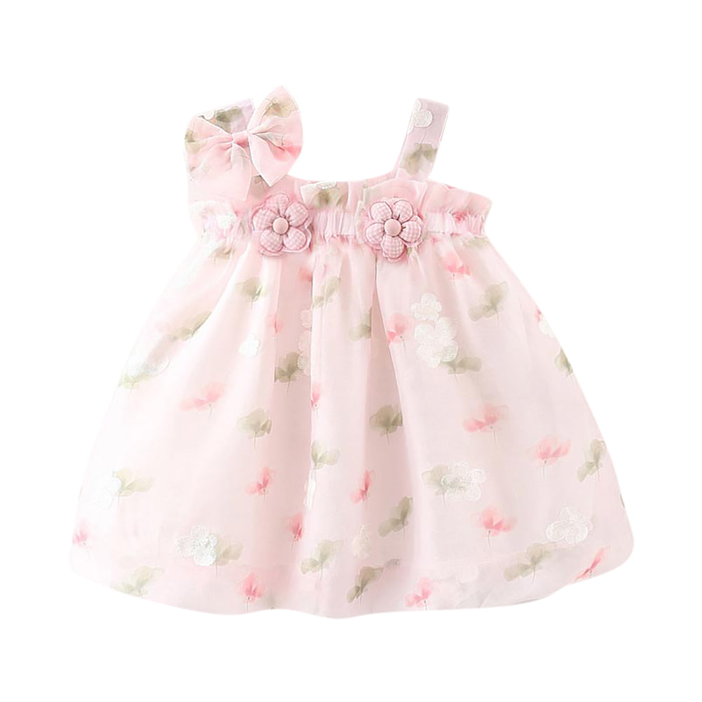Girls Floral Print A-Line Cotton Dress