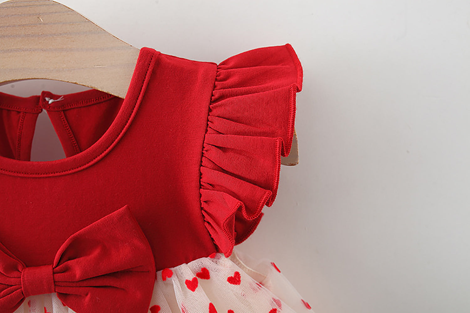 Girls Round Neck Short Flared Sleeves Print A-Line Dress