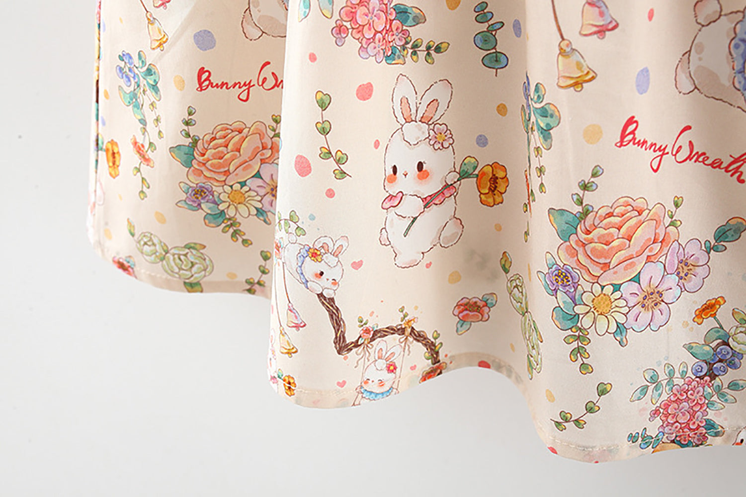 Girls Cotton V-Neck Floral Print Flutter Sleeve A-Line Dress
