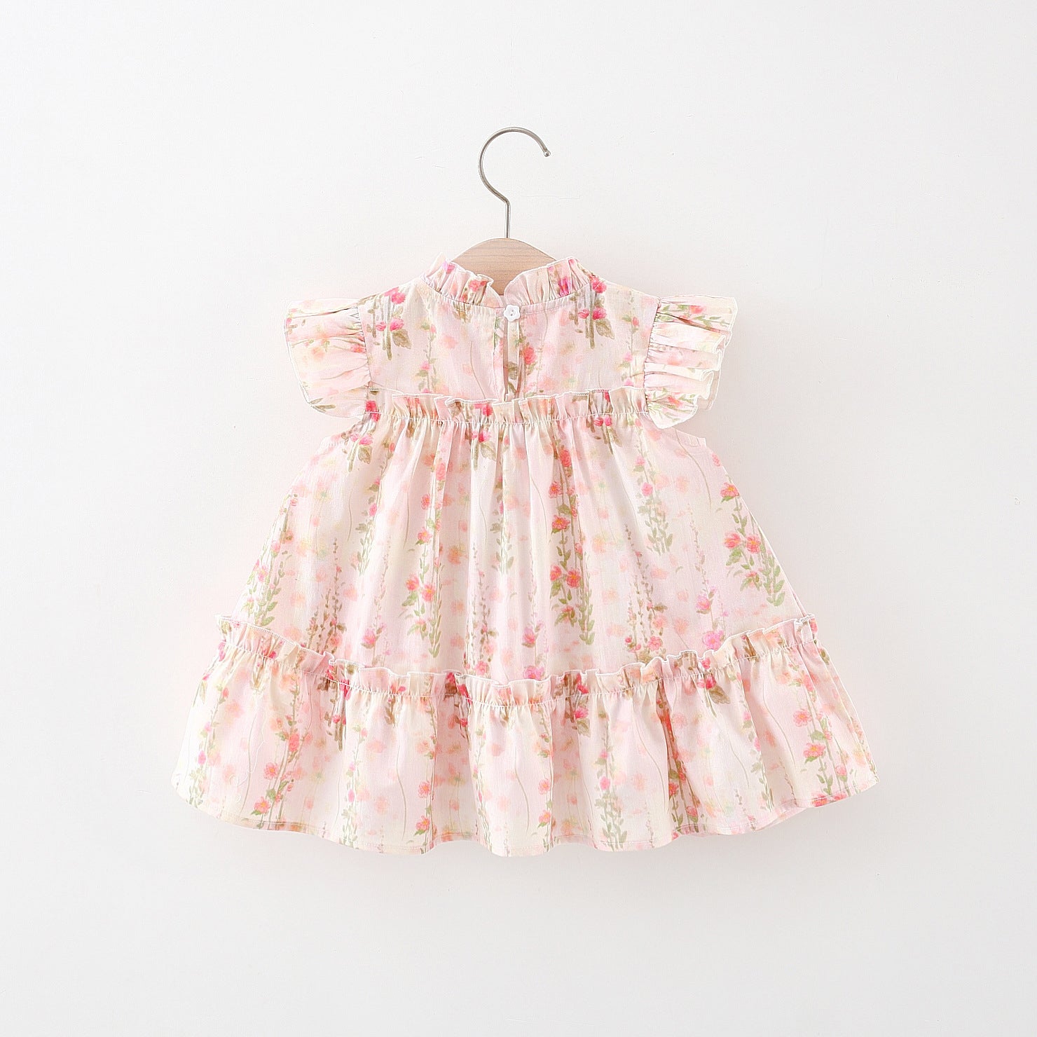 Girls Floral Printed Flared Sleeves Fit & Flared Dress