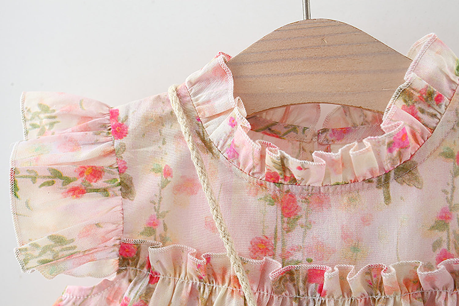 Girls Floral Printed Flared Sleeves Fit & Flared Dress