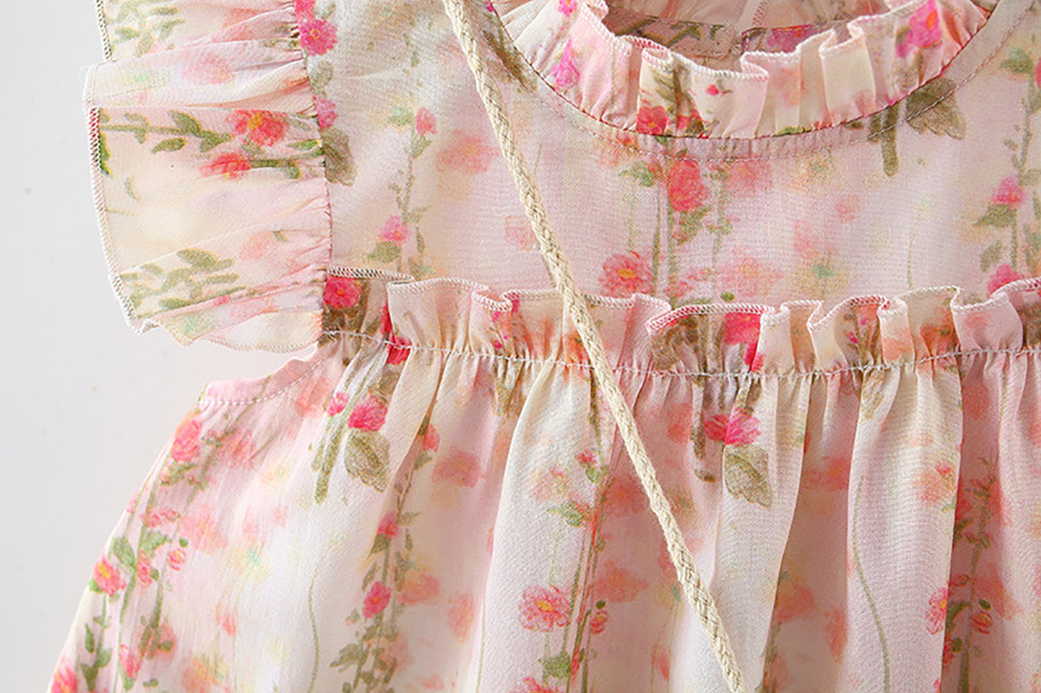 Girls Floral Printed Flared Sleeves Fit & Flared Dress