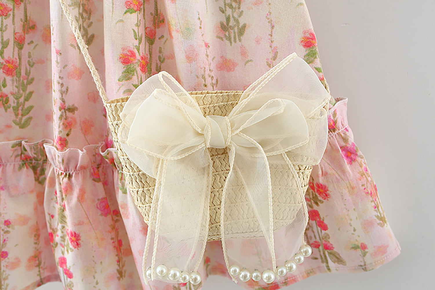 Girls Floral Printed Flared Sleeves Fit & Flared Dress