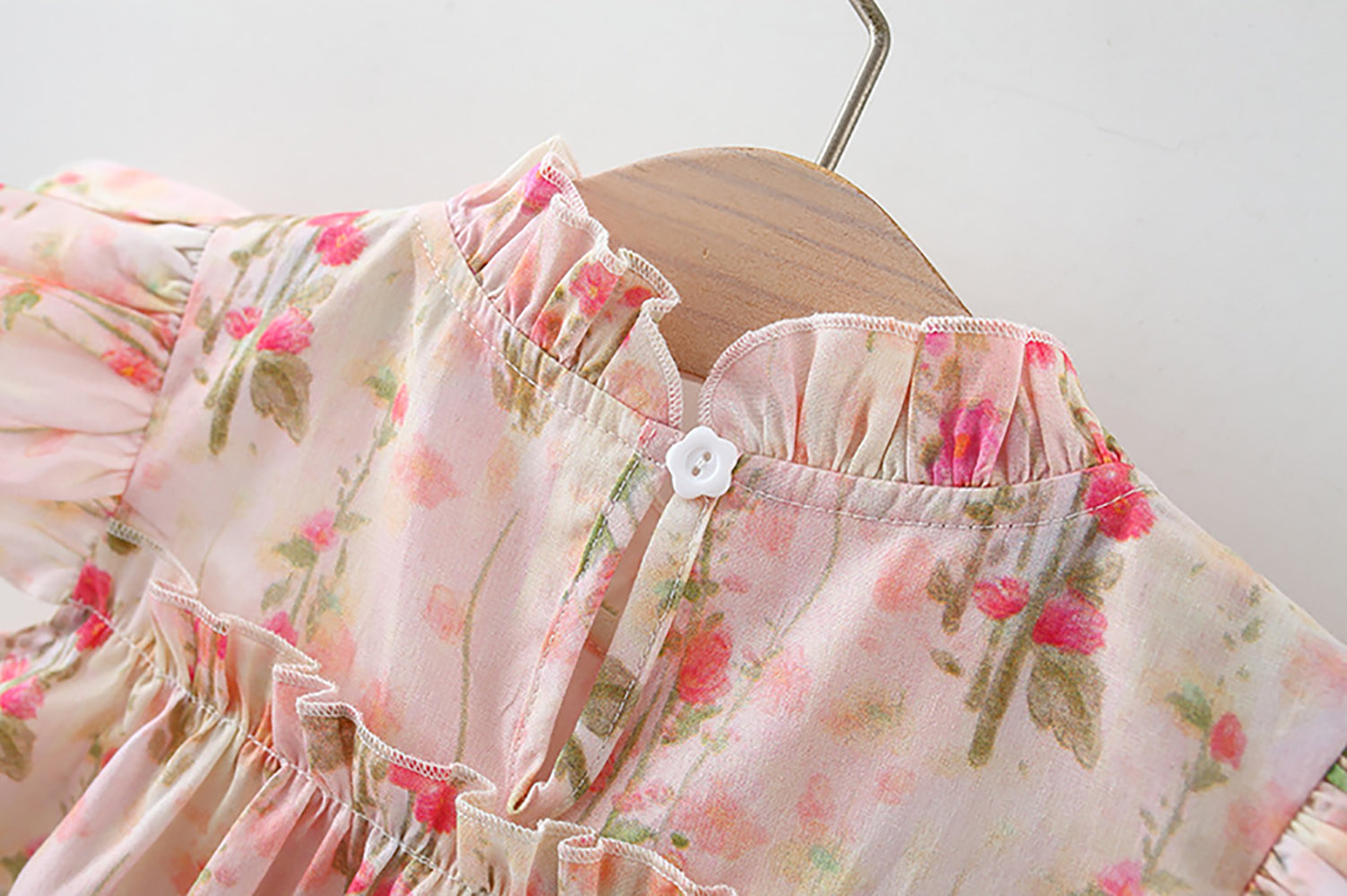 Girls Floral Printed Flared Sleeves Fit & Flared Dress