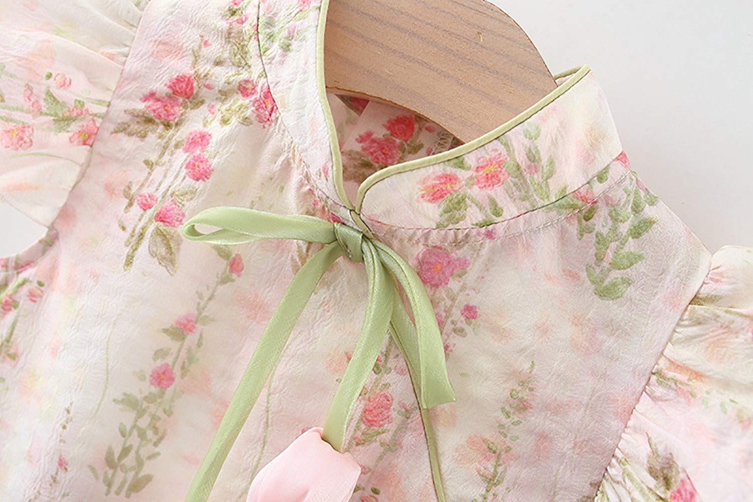 Girls Floral Printed Flared Sleeves A-Line Dress