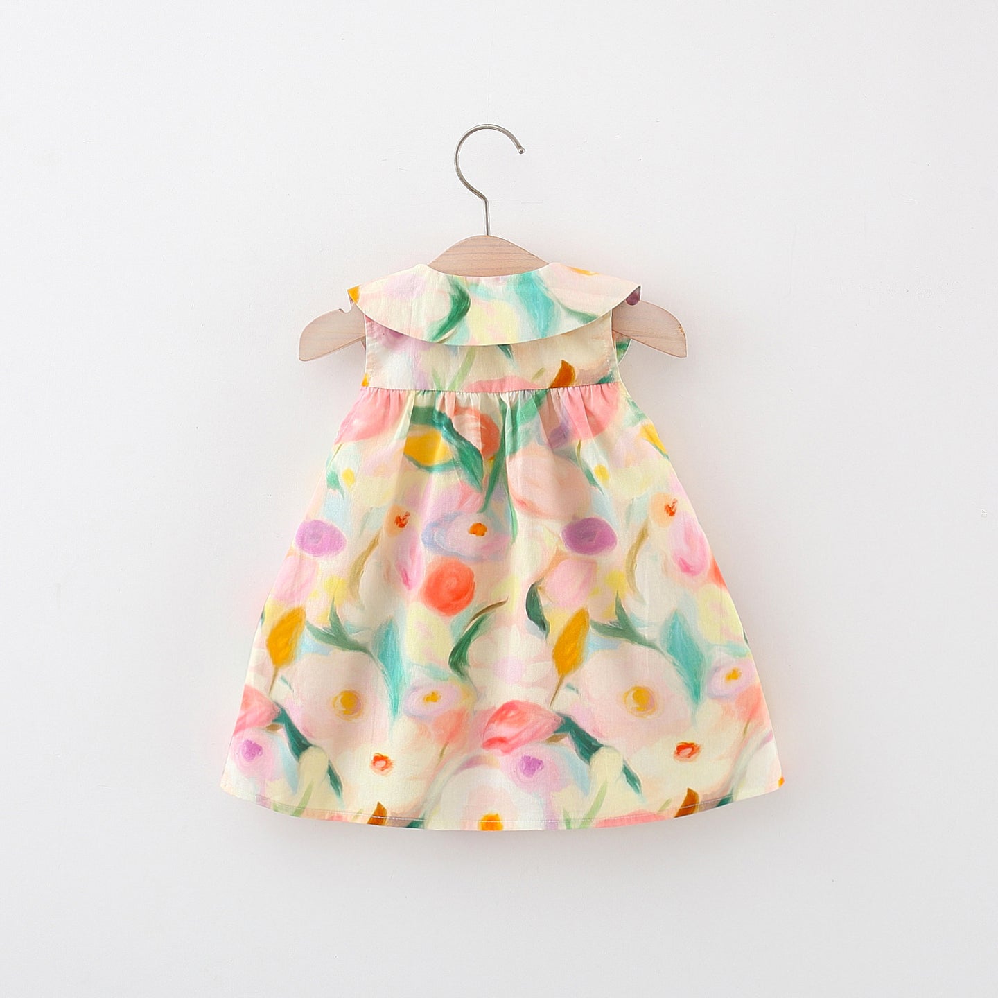 Girls Printed Peter Pan Collar A-Line Mini Dress With a Sling Bag