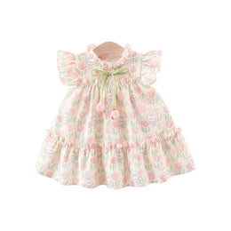 Floral Print Flared Sleeve A-Line Mini Dress