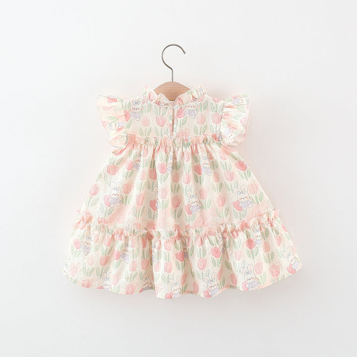 Floral Print Flared Sleeve A-Line Mini Dress