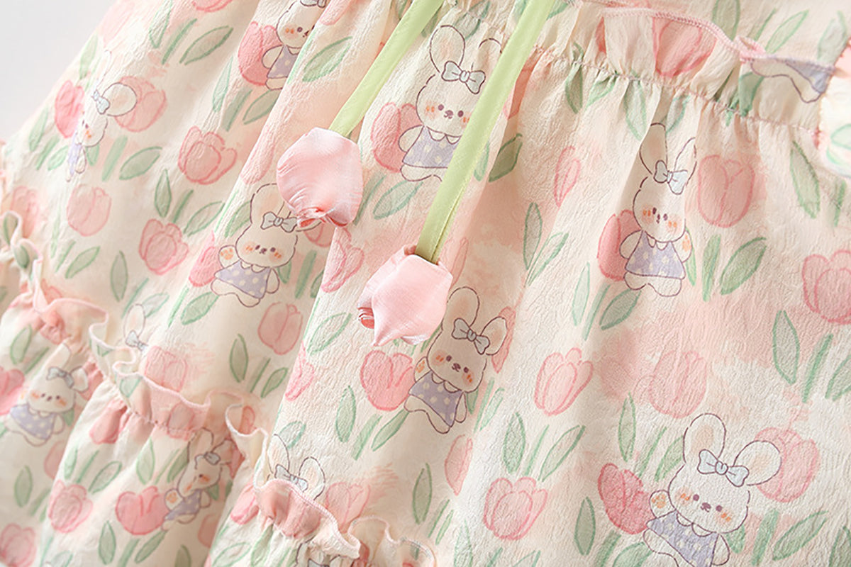 Floral Print Flared Sleeve A-Line Mini Dress