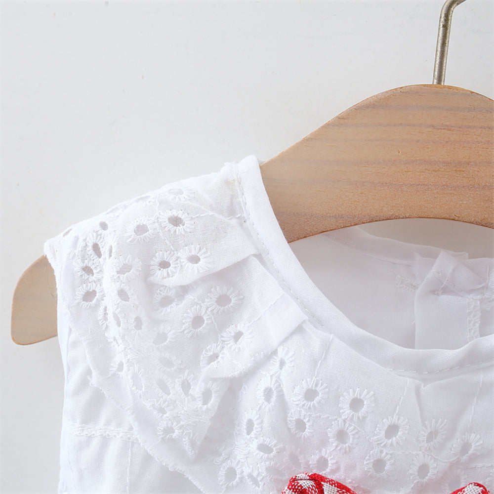 Girls Self Design Round Neck Sleeveless Top With Skirt