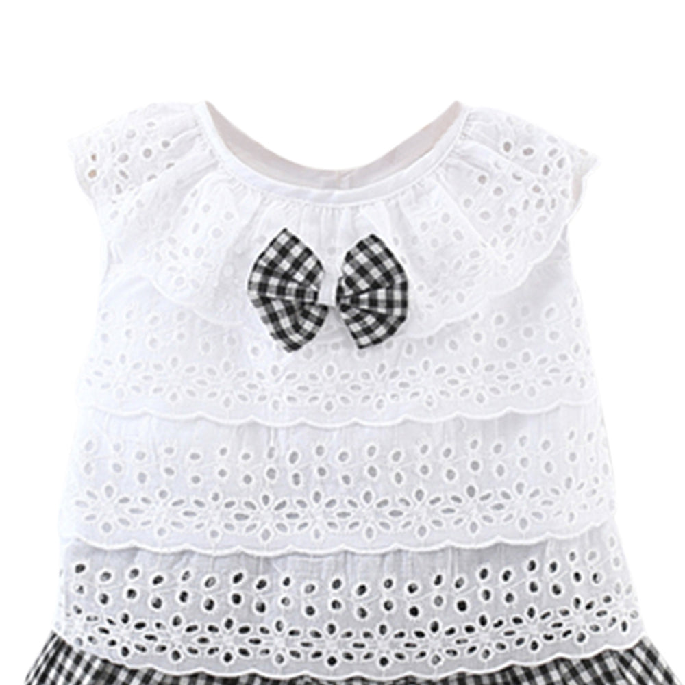 Girls Self Design Round Neck Sleeveless Top With Skirt